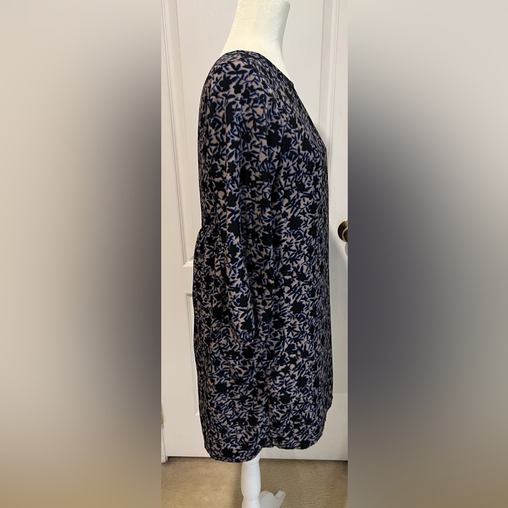Old Navy Women’s Floral Dress Long Sleeve Purple Black Size medium - Picture 2 of 6